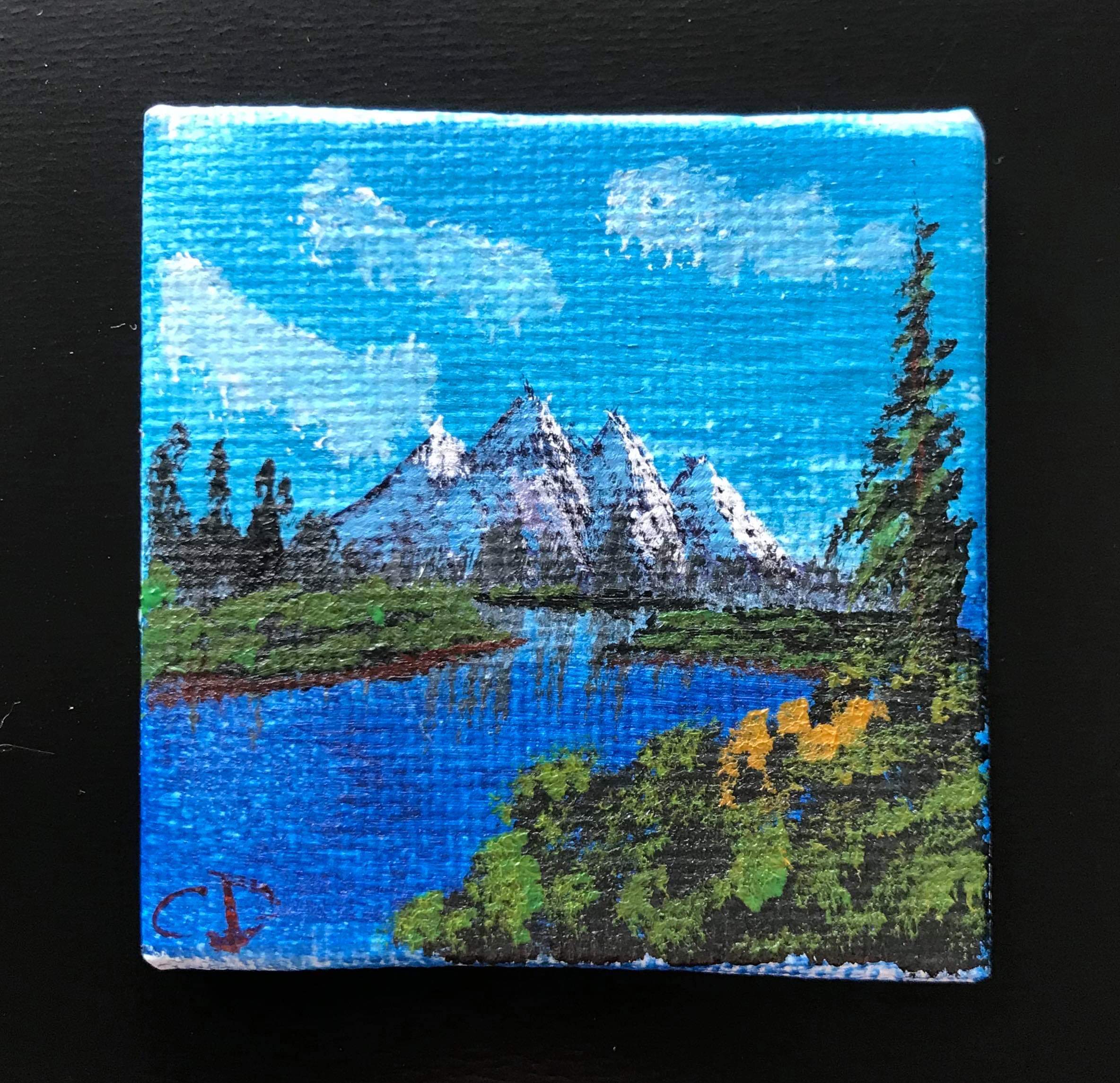 Small Painting, Tiny Canvas, Mini Canvas, Pastel Sky Painting