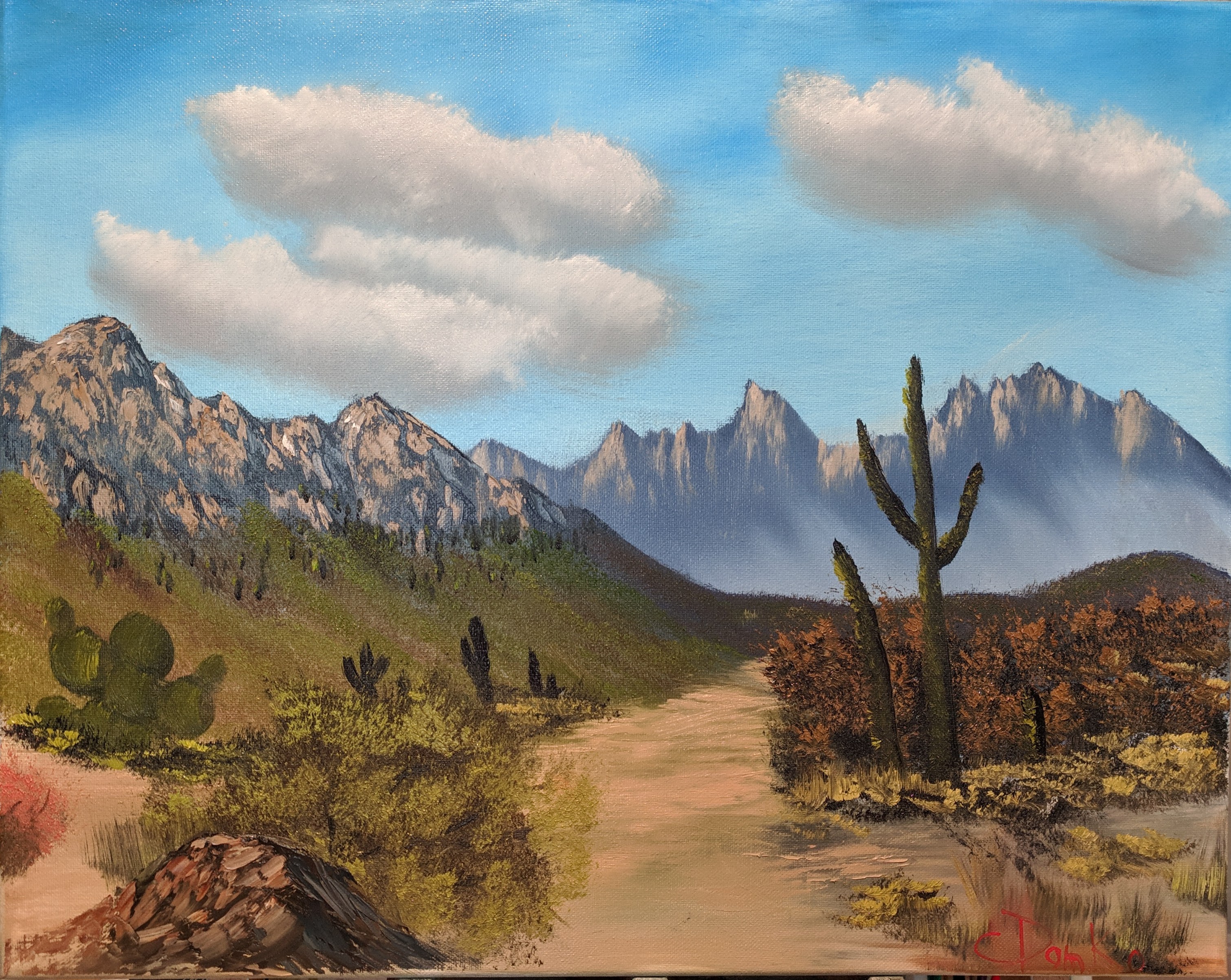 Bob Ross style original landscape oil painting ooak “Autumn